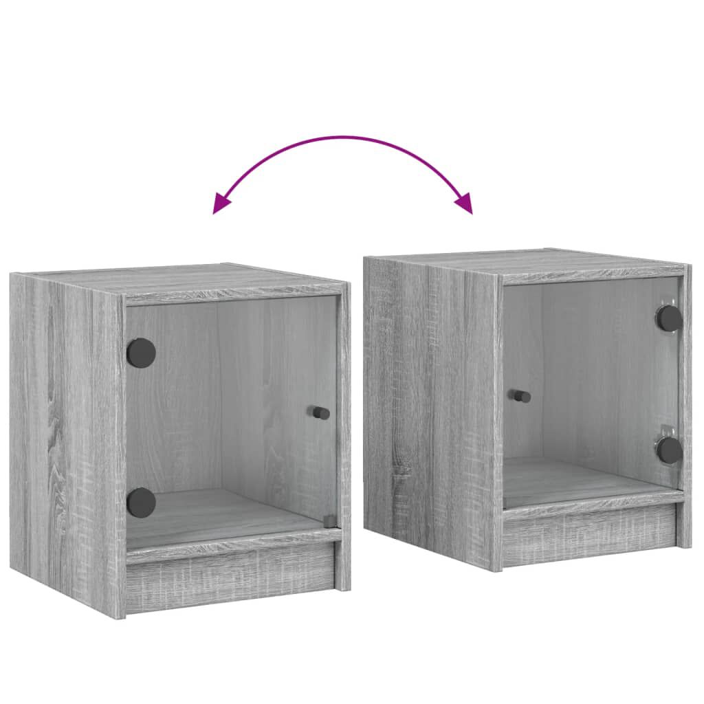 vidaXL Κομοδίνο Γκρι Sonoma 35x37x42 εκ. με Γυάλινη Πόρτα