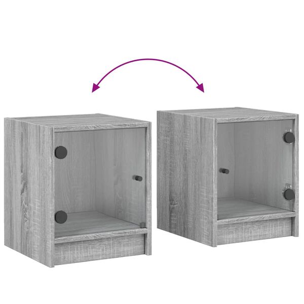 vidaXL Κομοδίνο Γκρι Sonoma 35x37x42 εκ. με Γυάλινη Πόρτα