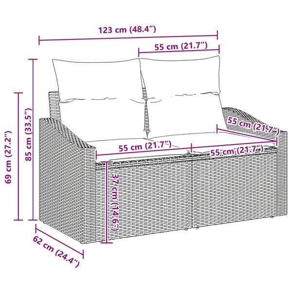 vidaXL Σετ Καναπέ Κήπου 11 pcs Ανοιχτό γκρι συνθετικό ρατάν