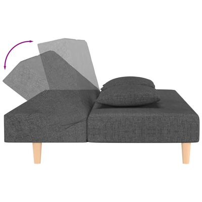 vidaXL Καναπές Κρεβάτι Διθέσιος Σκούρο Γκρι Υφασμάτινος με 2 Μαξιλάρια