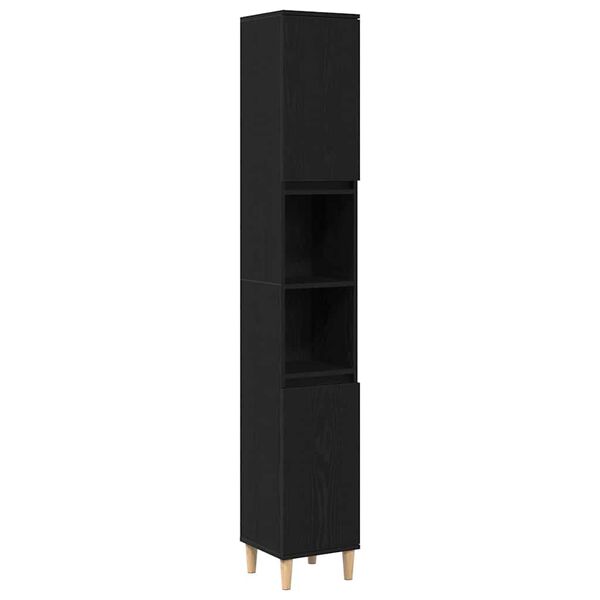 vidaXL Ντουλάπι Μπάνιου Μαύρη δρυς 30 x 30 x 190 εκ Επεξεργασμένο ξύλο