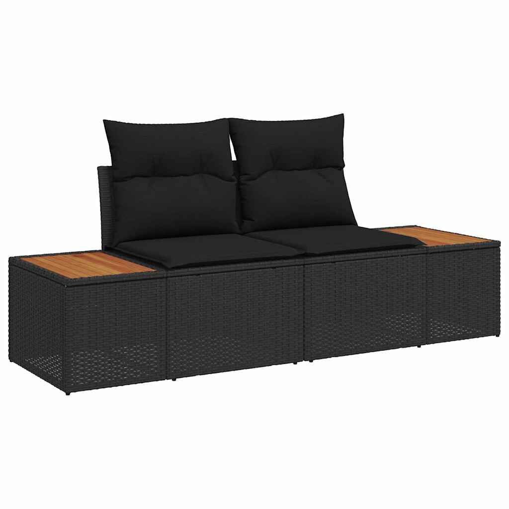 vidaXL Καναπές Κήπου Μαύρο 184 x 62 x 85εκ συνθετικό ρατάν