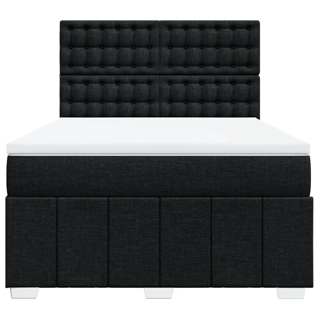 vidaXL Κρεβάτι Boxspring με Στρώμα Μαύρο 160x200 εκ. Υφασμάτινο