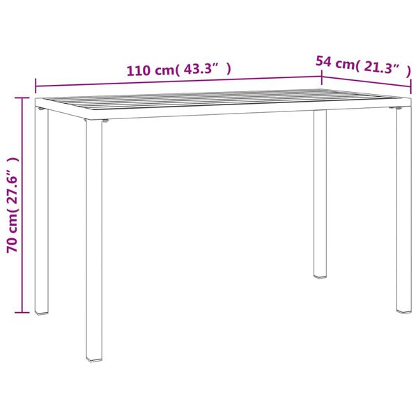 vidaXL Τραπεζαρία Κήπου Ανθρακί 110 x 54 x 70 εκ. Ατσάλινη