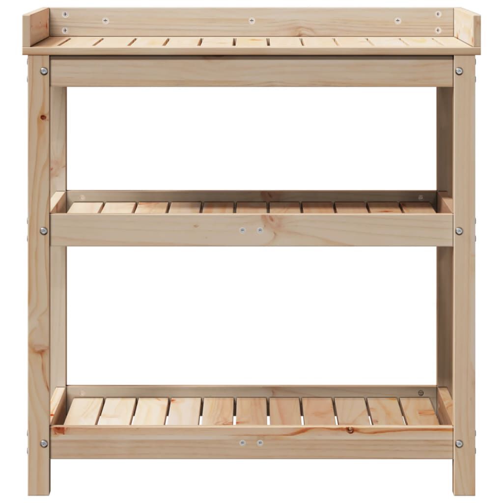 vidaXL Τραπέζι Κηπουρικής με Ράφια 82,5x45x86,5 εκ. Μασίφ Ξύλο Πεύκου