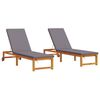 vidaXL Ξαπλώστρα 2 pcs Καφέ 53 x 202 x 89εκ Μασίφ ξύλο ακακίας