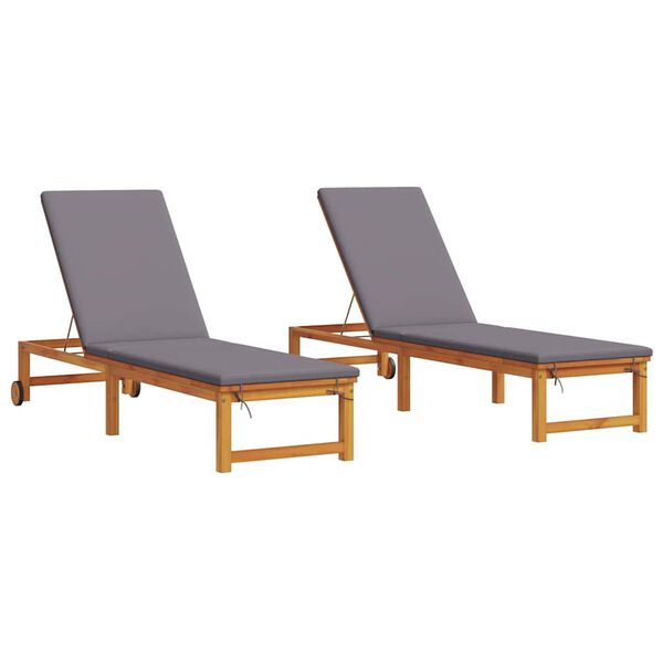 vidaXL Ξαπλώστρα 2 pcs Καφέ 53 x 202 x 89εκ Μασίφ ξύλο ακακίας