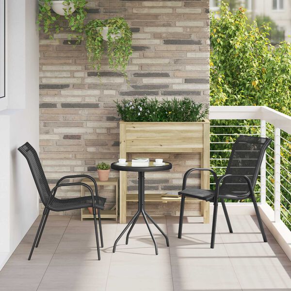 vidaXL Σετ Μπιστρό Κήπου 3 pcs Μαύρο Ατσάλι