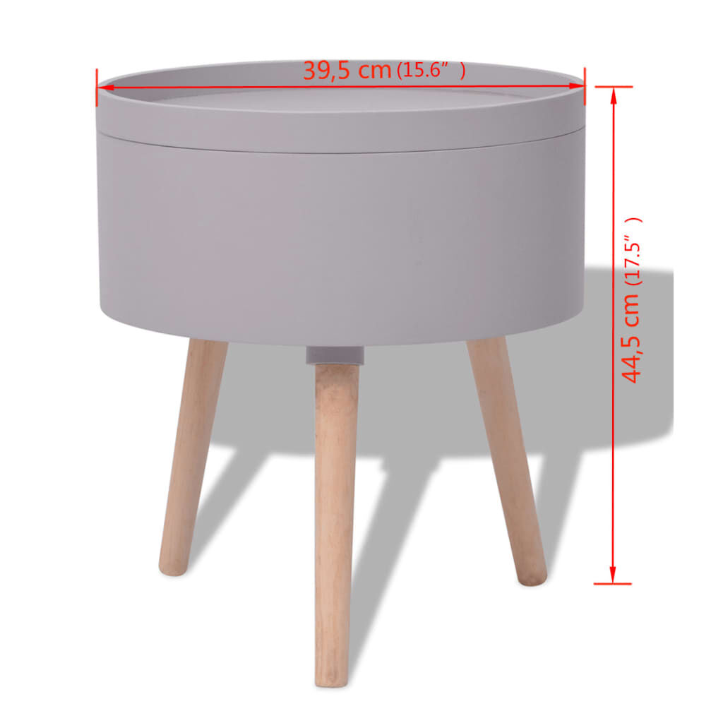 vidaXL Τραπέζι - Δίσκος Στρογγυλό Γκρι 39,5 x 44,5 εκ.