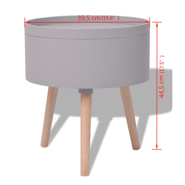 vidaXL Τραπέζι - Δίσκος Στρογγυλό Γκρι 39,5 x 44,5 εκ.