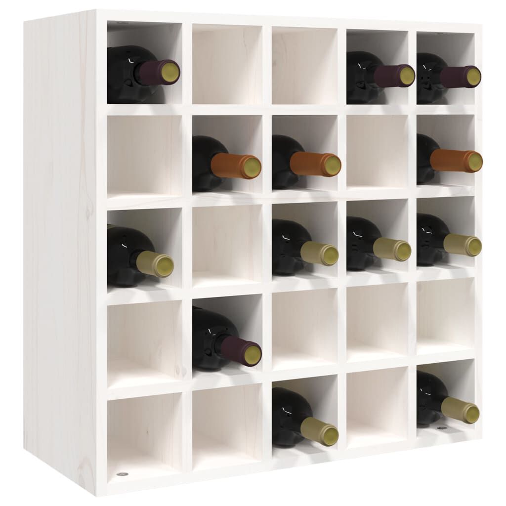 vidaXL Κάβα Κρασιών Λευκό 56 x 25 x 56 εκ. από Μασίφ Ξύλο Πεύκου