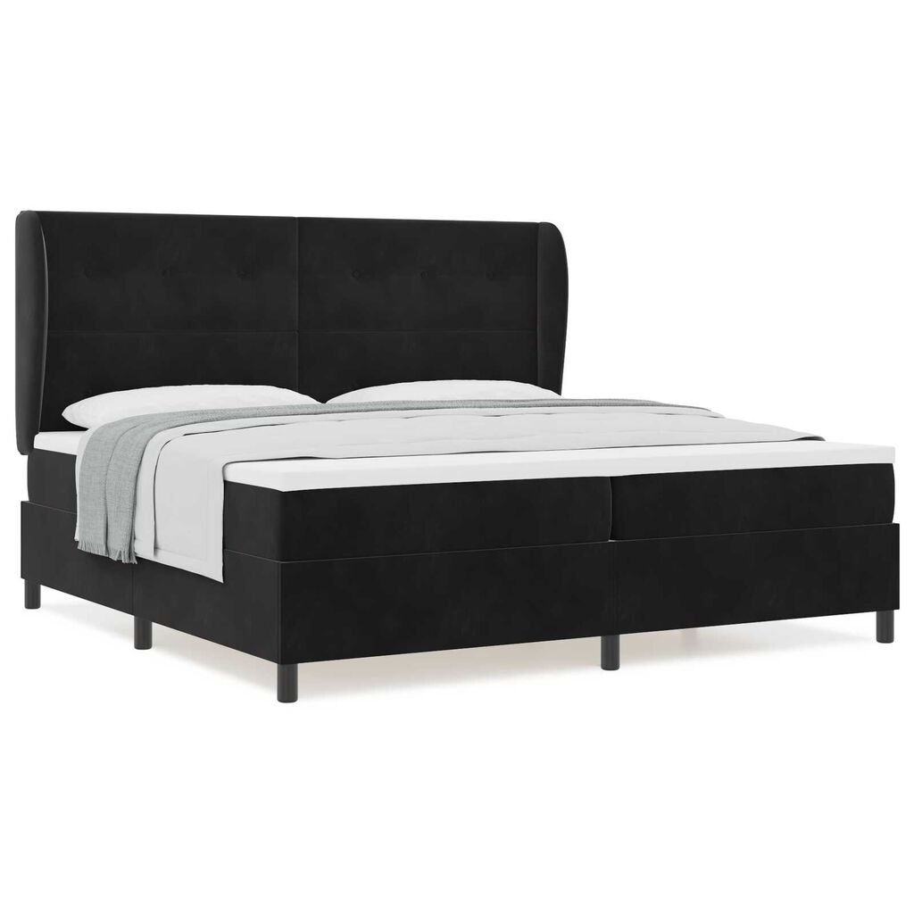 vidaXL Κρεβάτι με ελατήρια με στρώμα Μαύρο 200 x 200 cm Βελούδο