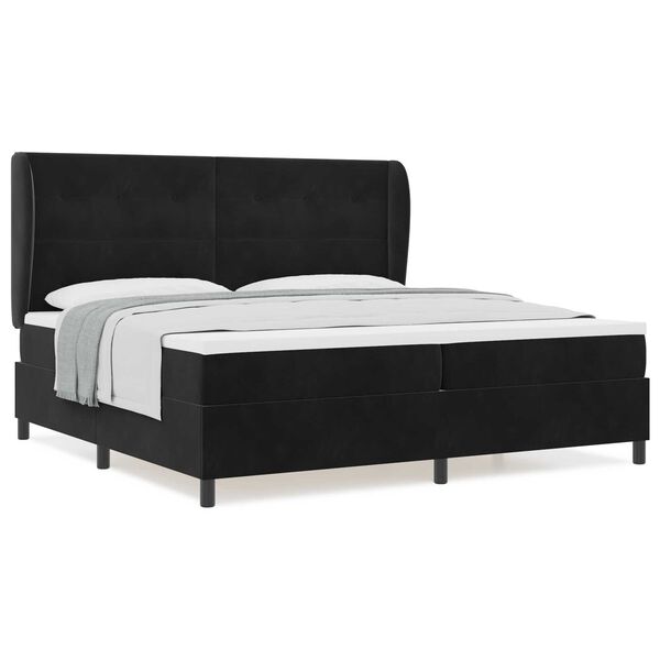 vidaXL Κρεβάτι με ελατήρια με στρώμα Μαύρο 200 x 200 cm Βελούδο