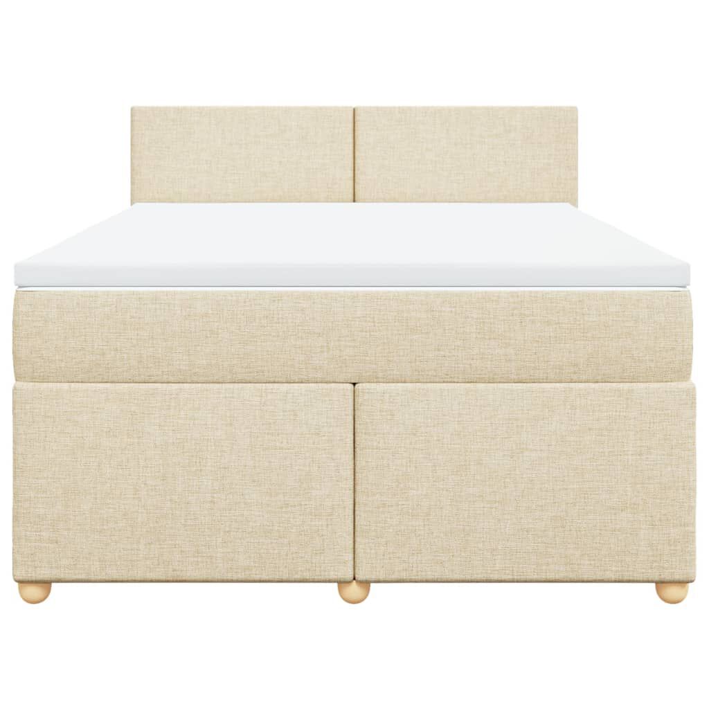 vidaXL Κρεβάτι Boxspring με Στρώμα Κρεμ 140x200 εκ. Υφασμάτινο