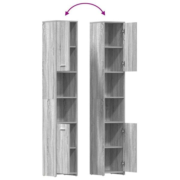 vidaXL Ντουλάπι Μπάνιου Γκρι Sonoma 30x30x183,5 εκ. Επεξεργασμένο Ξύλο