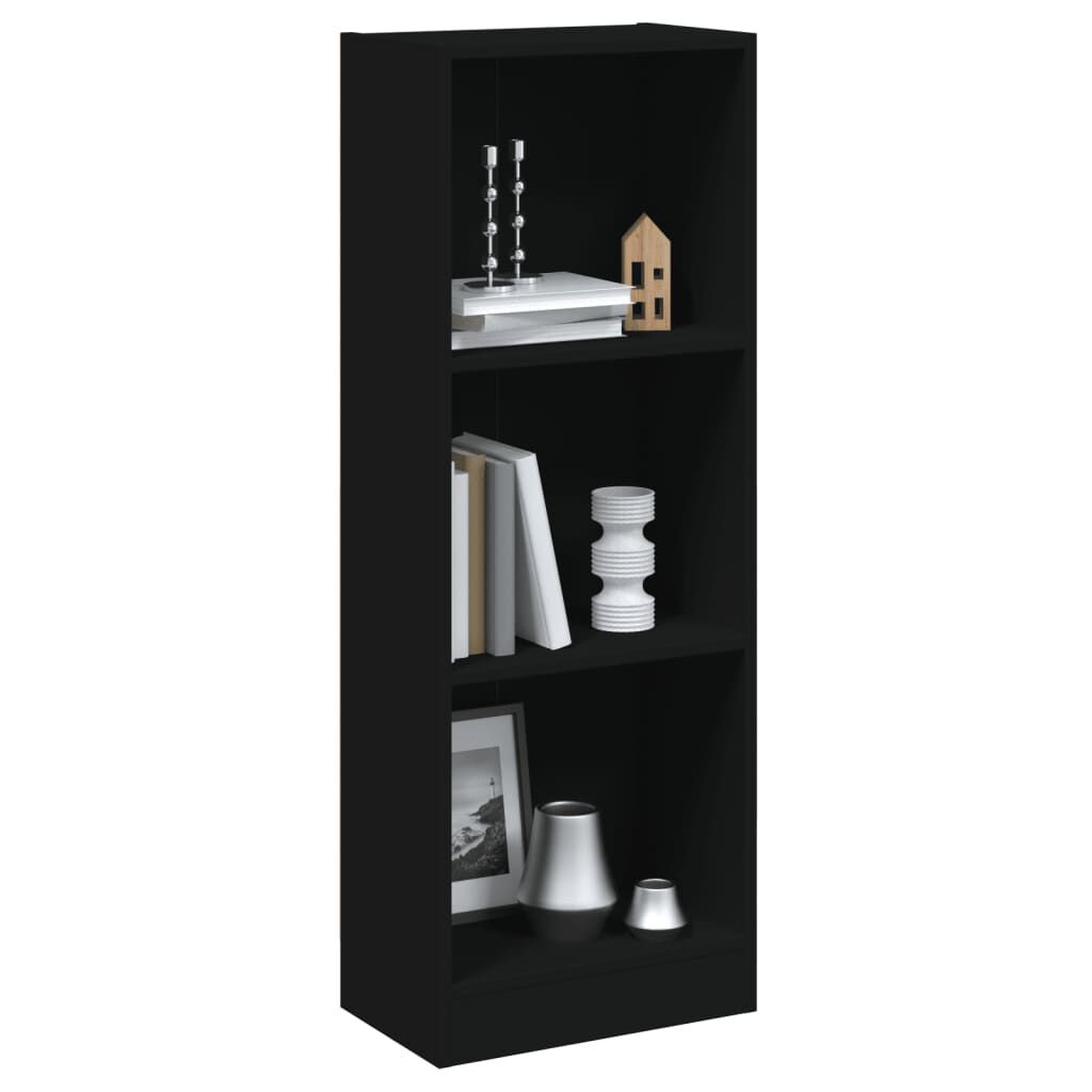 vidaXL Βιβλιοθήκη με 3 Ράφια Μαύρη 40x24x109 εκ. Επεξεργασμένο Ξύλο
