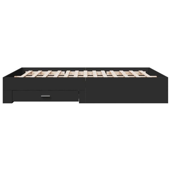 vidaXL Πλαίσιο Κρεβατιού με Συρτάρια Μαύρο 150 x 200 εκ. Επεξεργ. Ξύλο