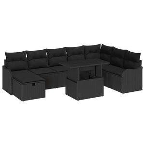 vidaXL &Sigma;&epsilon;&tau; &Kappa;&alpha;&nu;&alpha;&pi;έ &Kappa;ή&pi;&omicron;&upsilon; &mu;&epsilon; &mu;&alpha;&xi;&iota;&lambda;ά&rho;&iota; 9 pcs &Mu;&alpha;ύ&rho;&omicron; &Pi;&omicron;&lambda;&upsilon; &rho;ά&tau;&alpha;&nu;