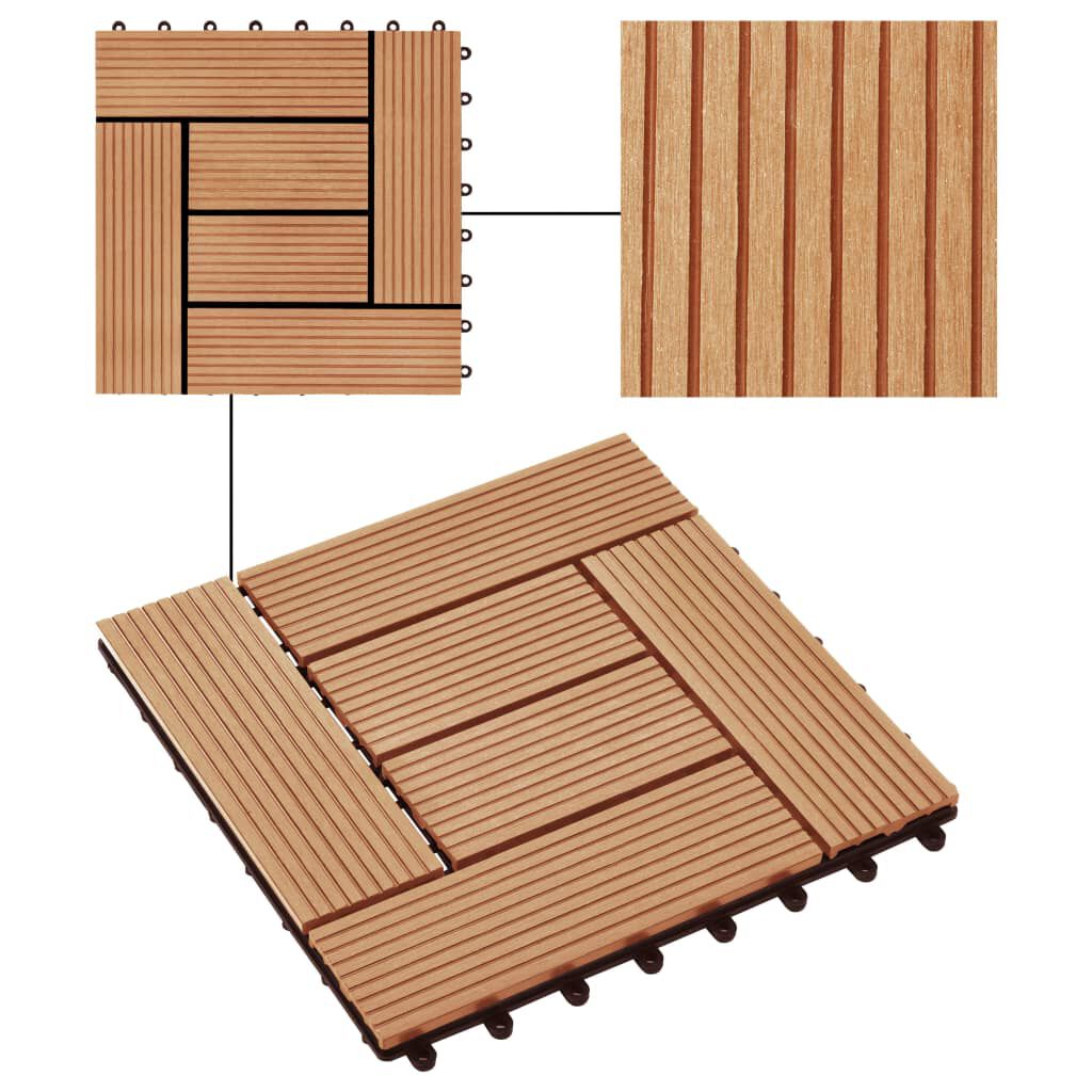 vidaXL Πλακάκια Deck 11 τεμ. Χρώμα Teak 30 x 30 εκ. 1 μ² από WPC