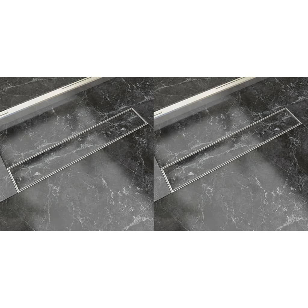 vidaXL Σιφόνια Ντουζιέρας Γραμμικά 2 τεμ. 630x140 χιλ. Ανοξείδ. Ατσάλι