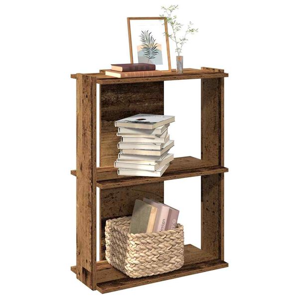 vidaXL Βιβλιοθήκη 3 επιπέδων Παλιό Ξύλο 60x30x80 cm Ξύλινη κατασκευή