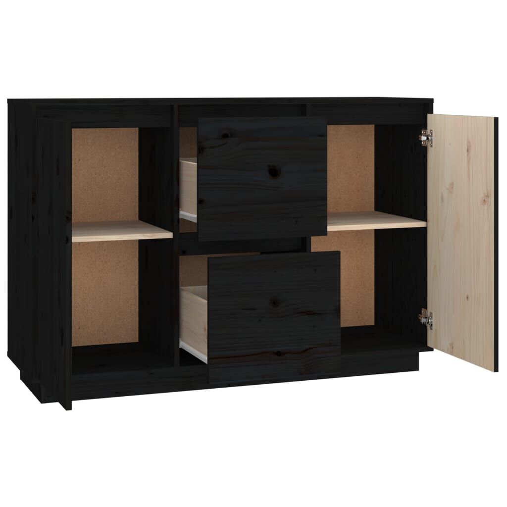 vidaXL Ντουλάπι Μαύρος 111 x 34 x 75 εκ. από Μασίφ Ξύλο Πεύκου