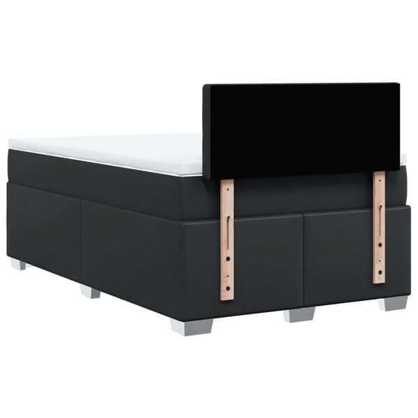 vidaXL Κρεβάτι Boxspring με Στρώμα Μαύρο 120x190εκ.από Συνθετικό Δέρμα