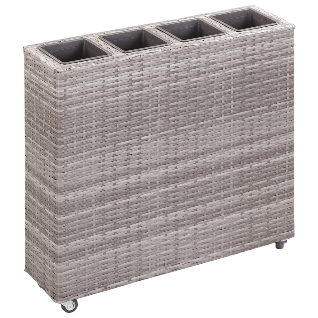 vidaXL Ζαρντινιέρα Υπερυψωμένη 4 Δοχεία Γκρι 80x22x79 εκ. Συνθ. Ρατάν