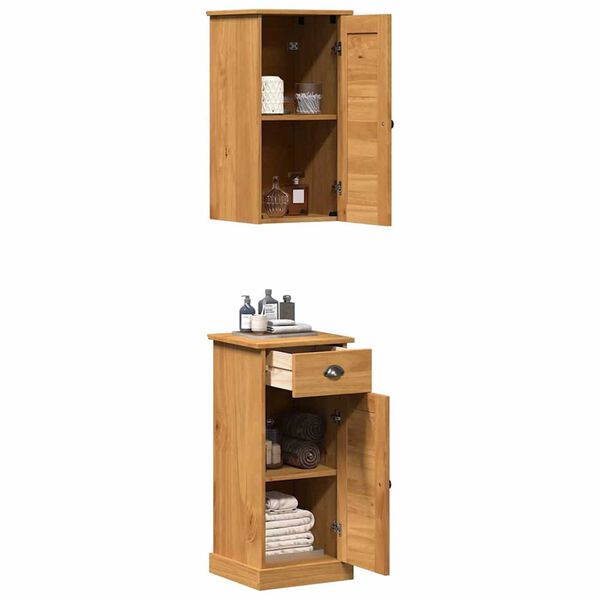 vidaXL Σετ Επίπλων Μπάνιου με συρτάρι 2 pcs Καφέ και Καραμέλα καφέ
