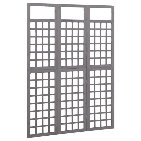 vidaXL Διαχωριστικό Δωμ./Καφασωτό 3 Πάνελ Γκρι 121x180 εκ. Ξύλο Ελάτης