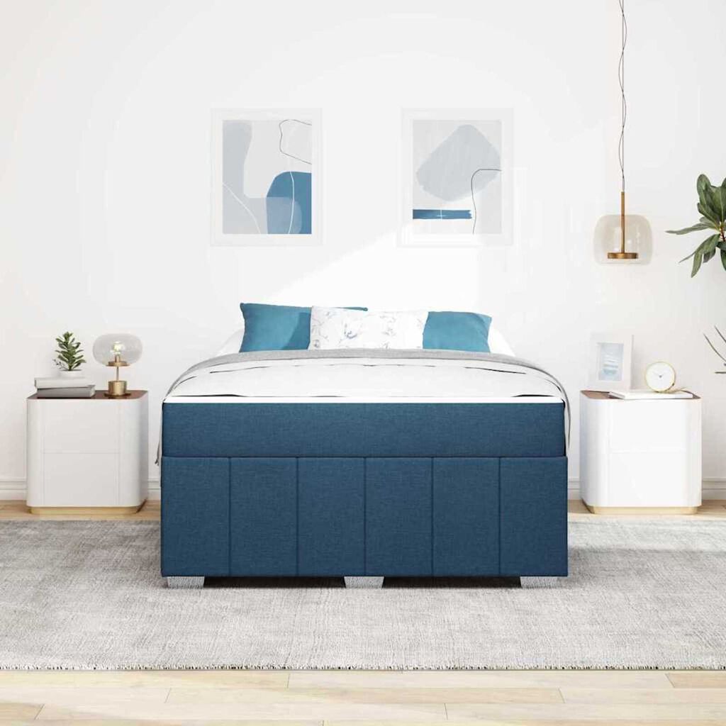 vidaXL Σκελετός Κρεβατιού με στρώμα Μπλε 160 x 200 cm ύφασμα