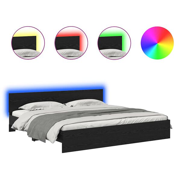 vidaXL Σκελετός Κρεβατιού Μαύρη Οξυά 200 x 200 cm Επεξεργασμένο ξύλο