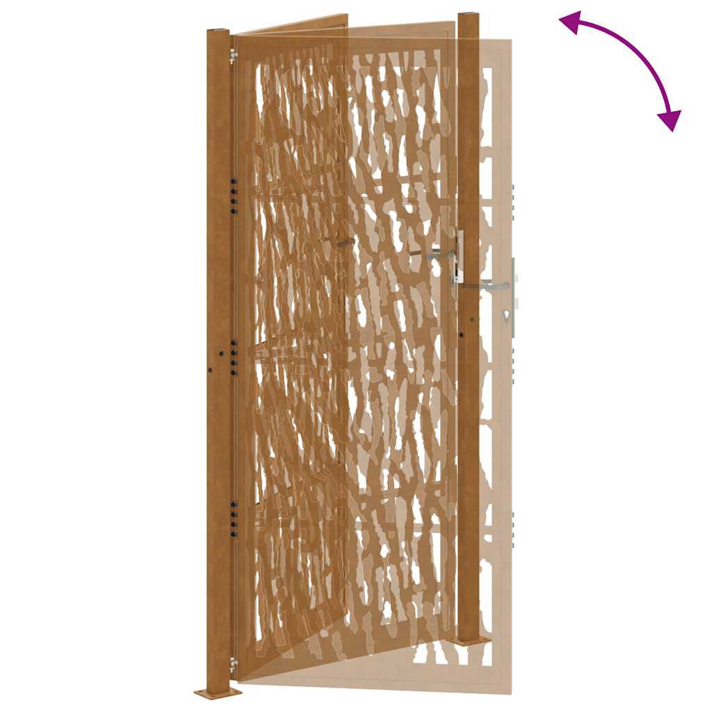 vidaXL Πύλη κήπου 105x205 cm Weathering Steel Trace Design