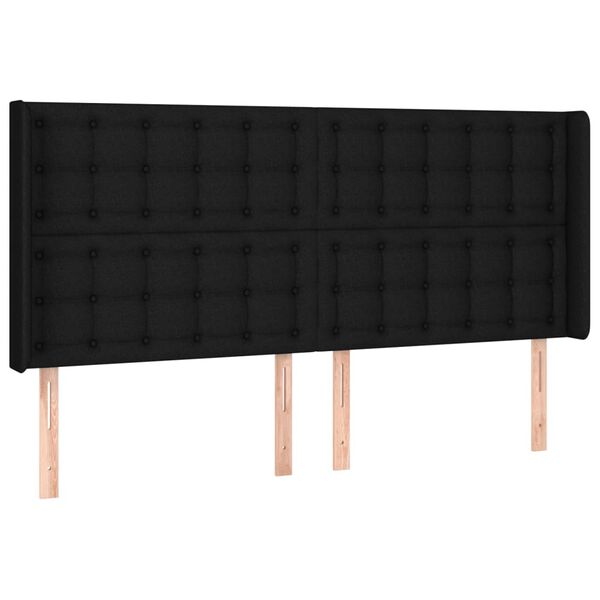 vidaXL Κεφαλάρι Κρεβατιού LED Μαύρο 163x16x118/128 εκ. Υφασμάτινο