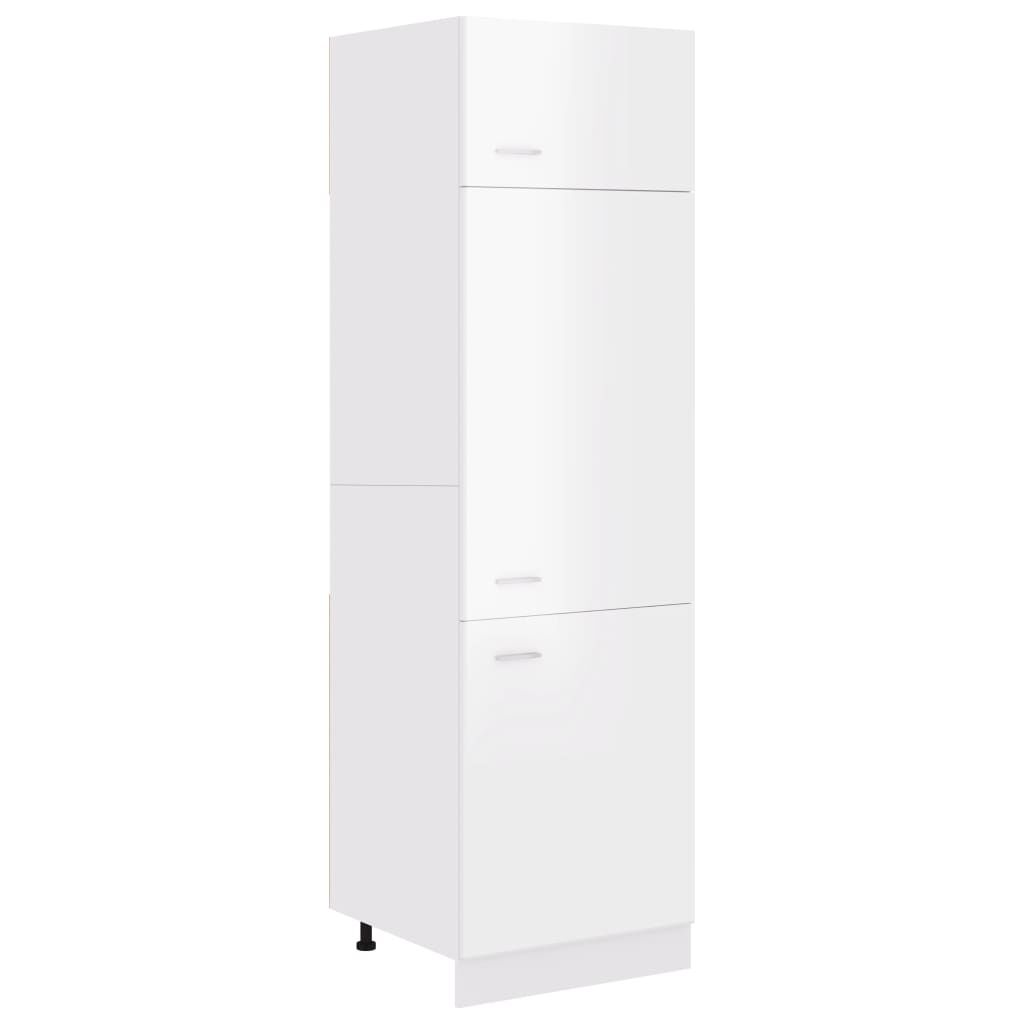 vidaXL Ντουλάπι Ψυγείου Lyon Γυαλιστερό Λευκό 60x57x207 εκ. Επεξ. Ξύλο