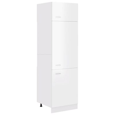 vidaXL Ντουλάπι Ψυγείου Γυαλιστερό Λευκό 60x57x207 εκ. Μοριοσανίδα