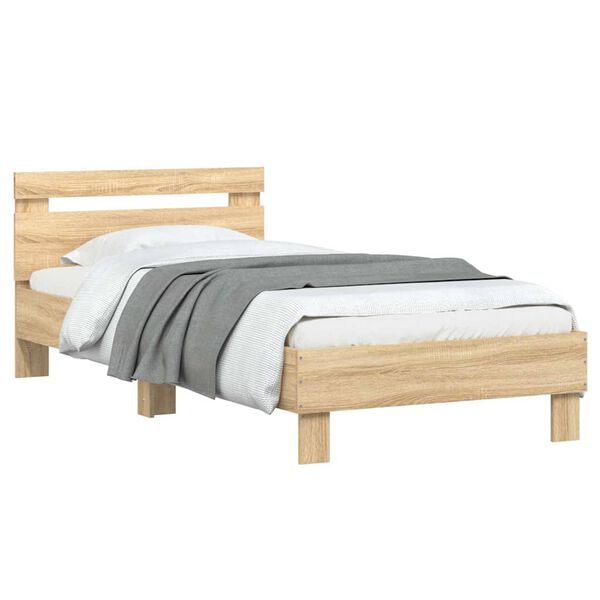 vidaXL Πλαίσιο Κρεβατιού με Κεφαλάρι Sonoma Δρυς 75x190 εκ. Επεξ. Ξύλο