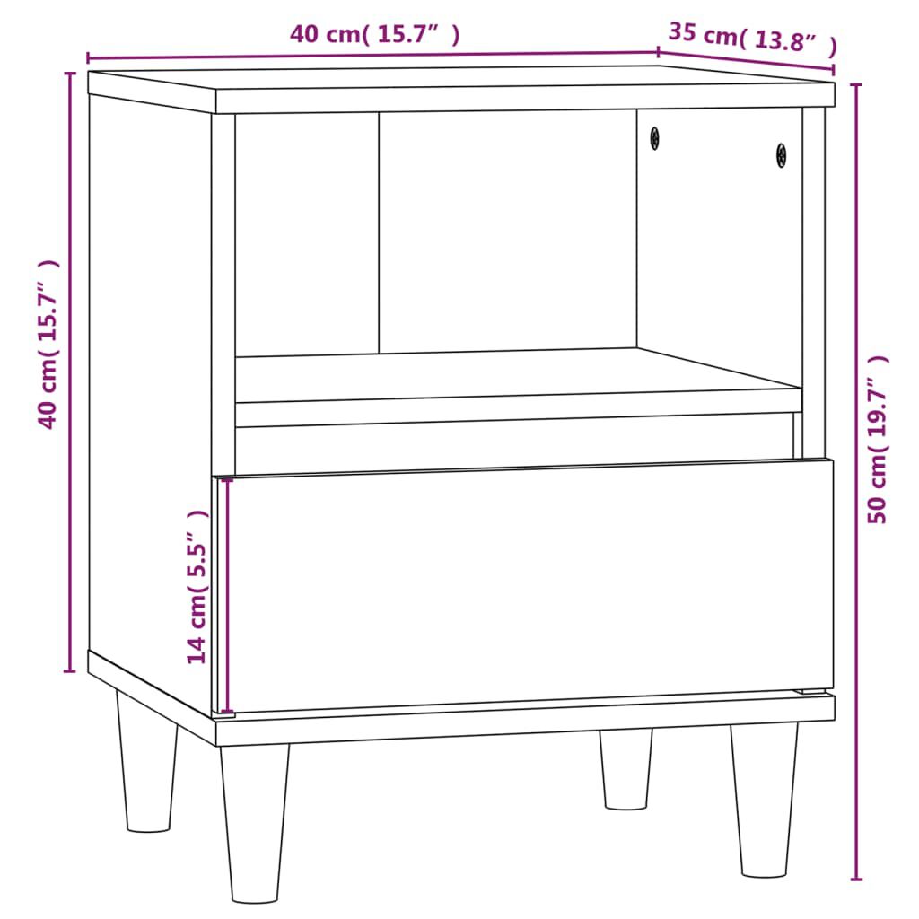 vidaXL Κομοδίνο Μαύρο 40 x 35 x 50 εκ.