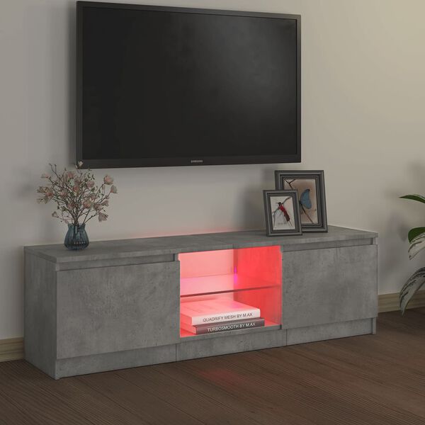 vidaXL Έπιπλο Τηλεόρασης με LED Γκρι Σκυρδέματος 120 x 30 x 36 εκ.