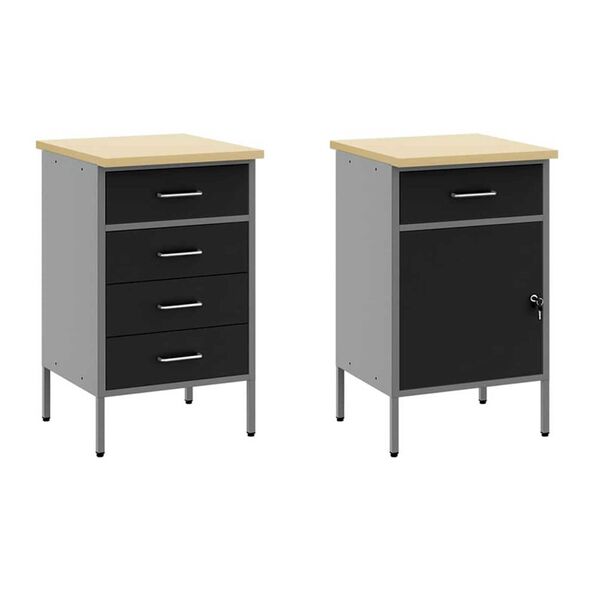 vidaXL Πάγκος εργασίας με συρτάρι 5 pcs Μαύρο 100 x 55 x 200 εκ Ατσάλι