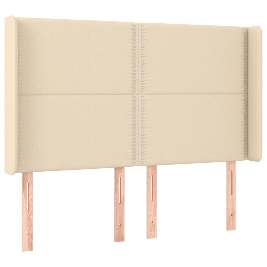 vidaXL Κρεβάτι Boxspring με Στρώμα & LED Κρεμ 140x190 εκ. Υφασμάτινο