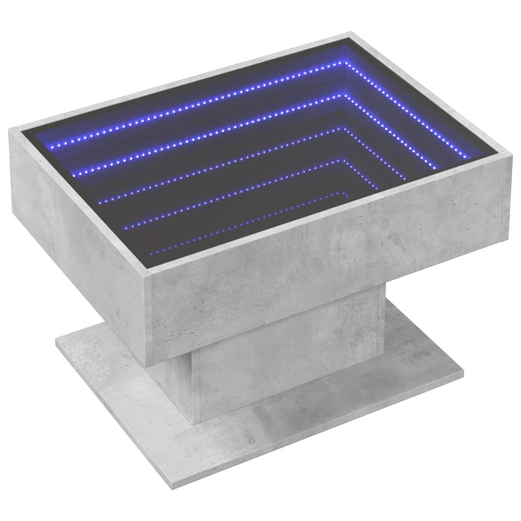 vidaXL Τραπεζάκι Σαλονιού με LED Γκρι 70x50x45 εκ. Επεξεργασμένο Ξύλο