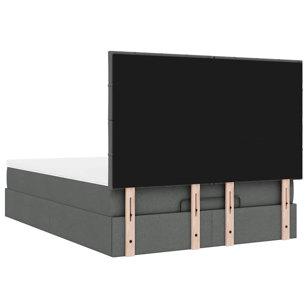 vidaXL Οθωμανικό κρεβάτι με στρώμα & LEDs Σκούρο γκρι 140x190cm Ύφασμα