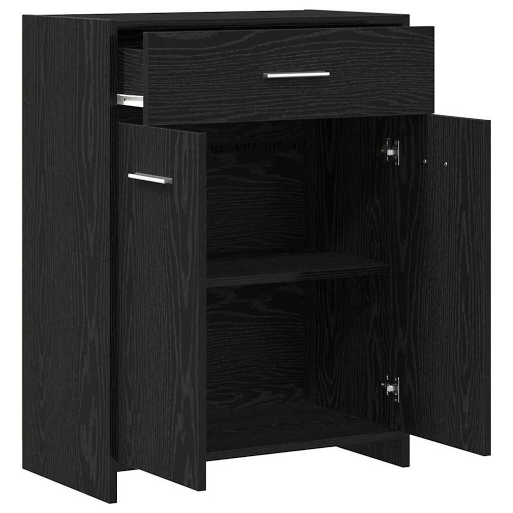 vidaXL Ντουλάπι Μπάνιου Μαύρη Οξυά 60 x 33 x 80 εκ. Μασίφ ξύλο δρυός