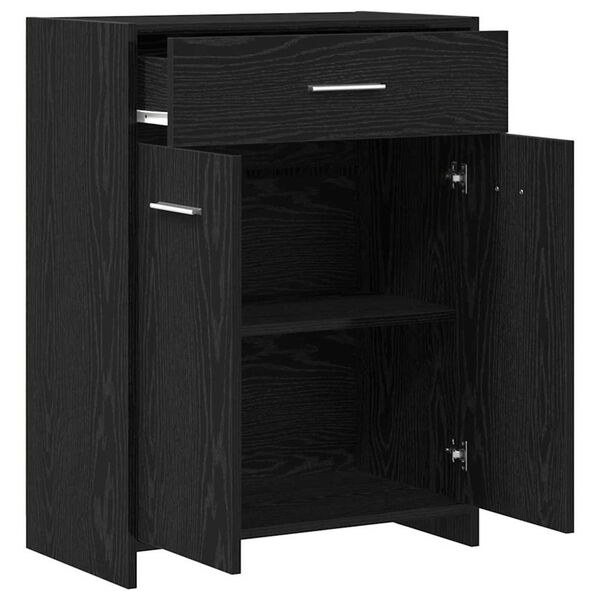 vidaXL Ντουλάπι Μπάνιου Μαύρη Οξυά 60 x 33 x 80 εκ. Μασίφ ξύλο δρυός