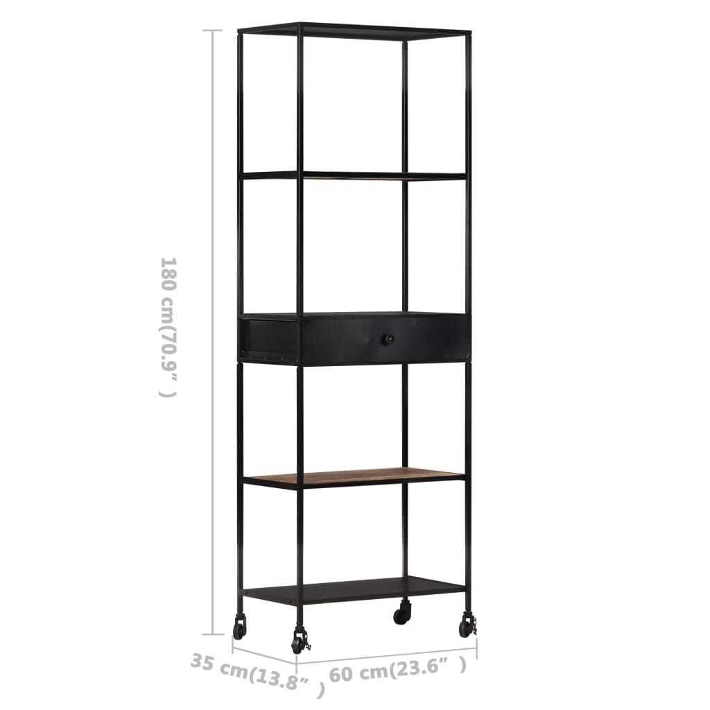 vidaXL Βιβλιοθήκη 60x35x180 εκ. από Ακατέργαστο Ξύλο Μάνγκο & Σίδηρο