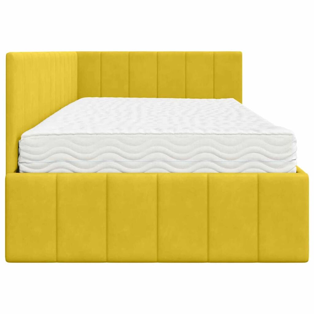 vidaXL Κρεβάτι Γωνίας με στρώμα Κίτρινο 90 x 200 cm Βελούδο