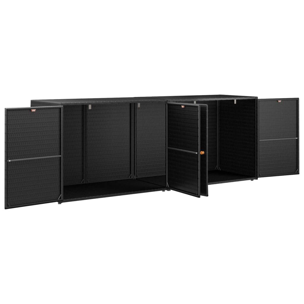 vidaXL Ντουλάπι Αποθήκευσης Κήπου Μαύρο 198x55,5x80 εκ Συνθετικό Ρατάν