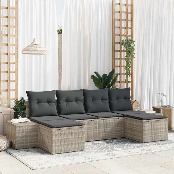 vidaXL Σετ Καναπέ Κήπου 6 pcs Ανοιχτό γκρι 184 x 62 x 85 εκ.