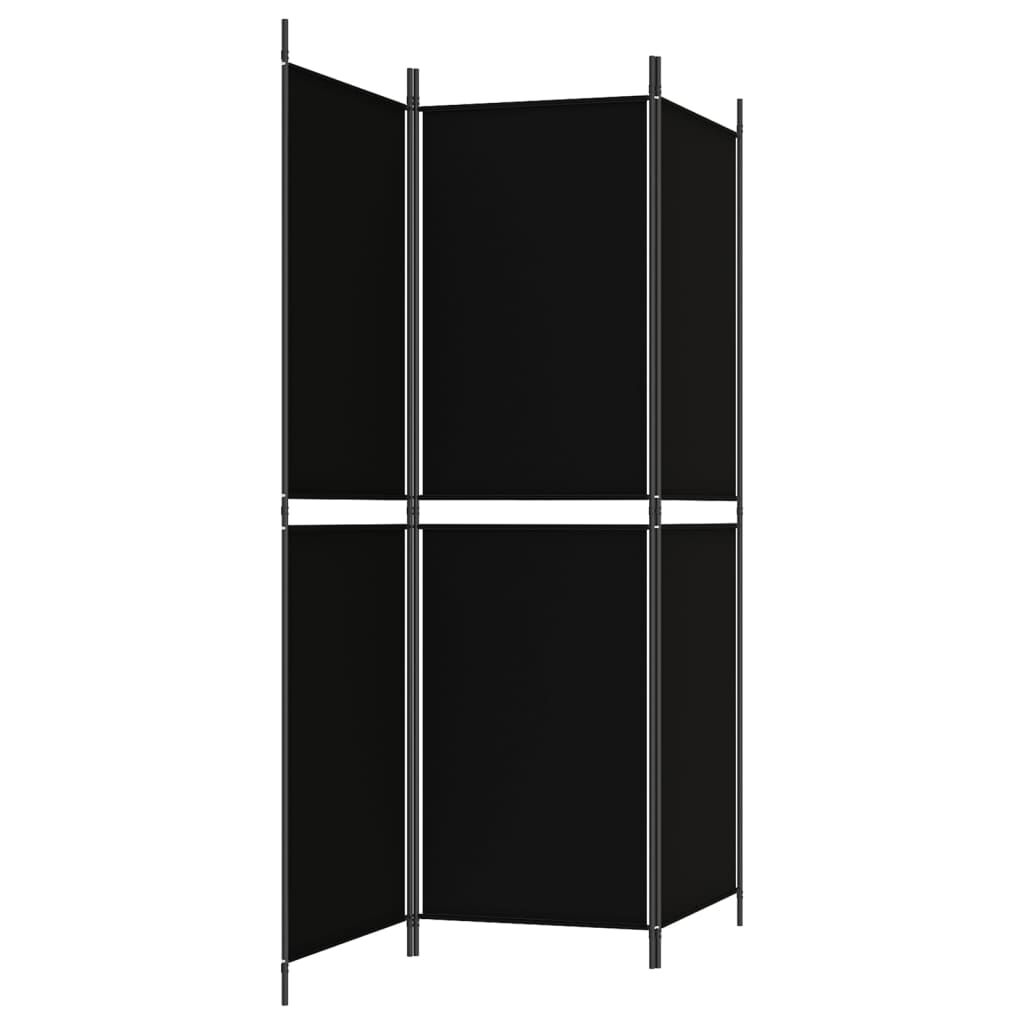 vidaXL Διαχωριστικό Δωματίου με 3 Πάνελ Μαύρο 150 x 180 εκ. Υφασμάτινο
